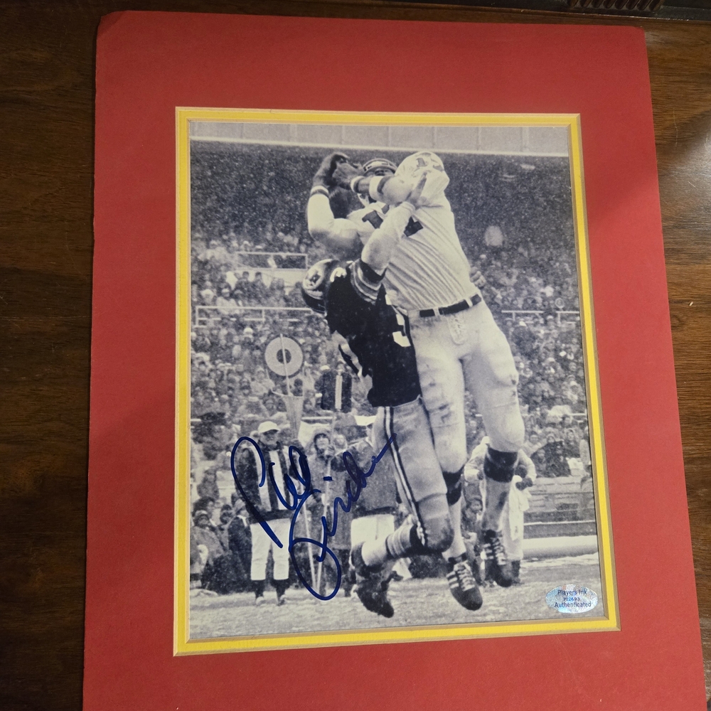 NFL Black and White Photograph with Red and Yellow Mat